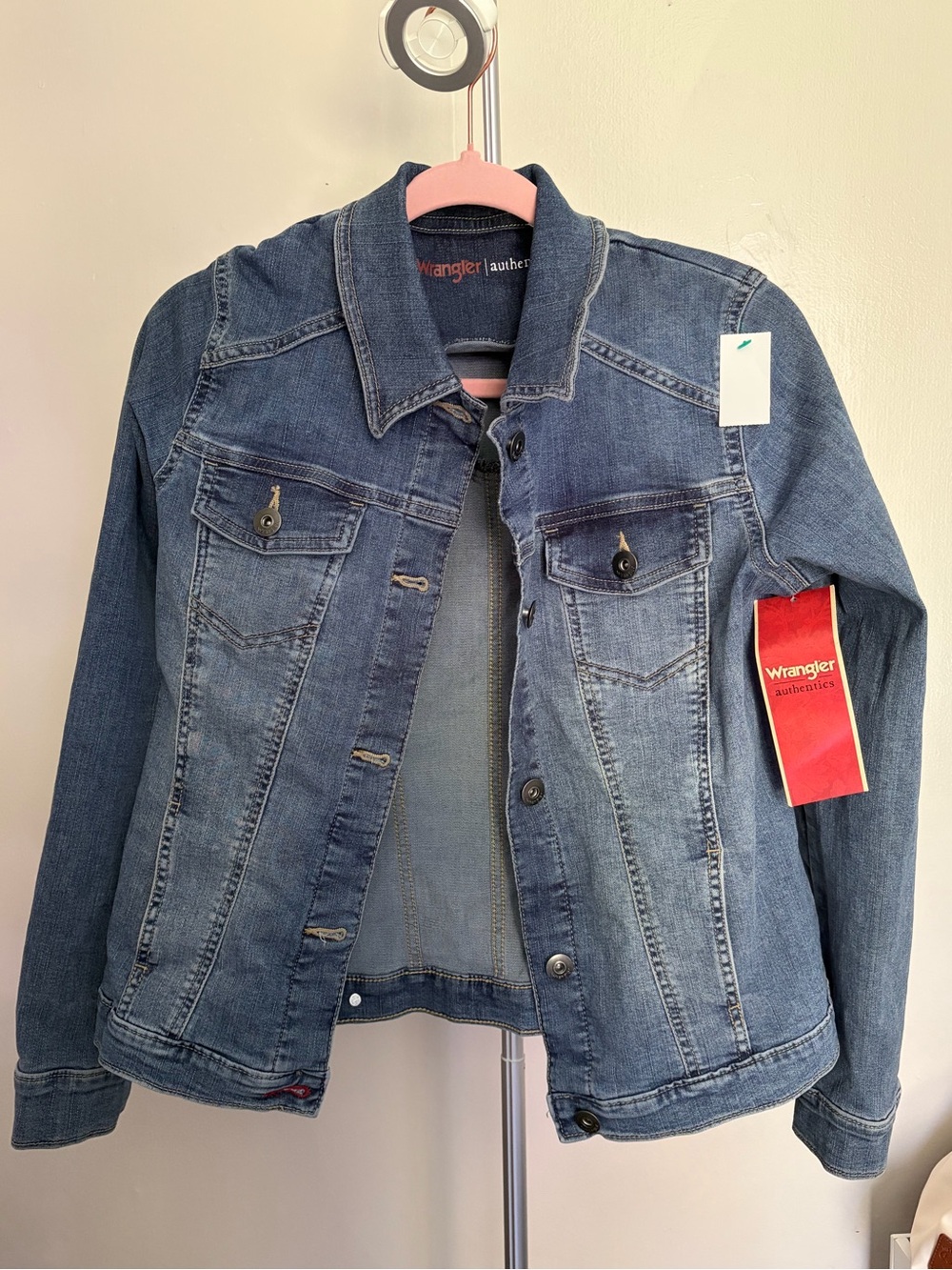 Wrangler Women's Distressed Blue Denim Trucker Jacket